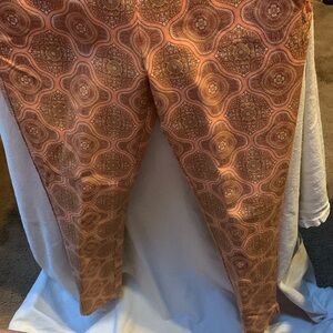 Soft Surroundings Orange and Brown Cropped Pants with Geometric Design